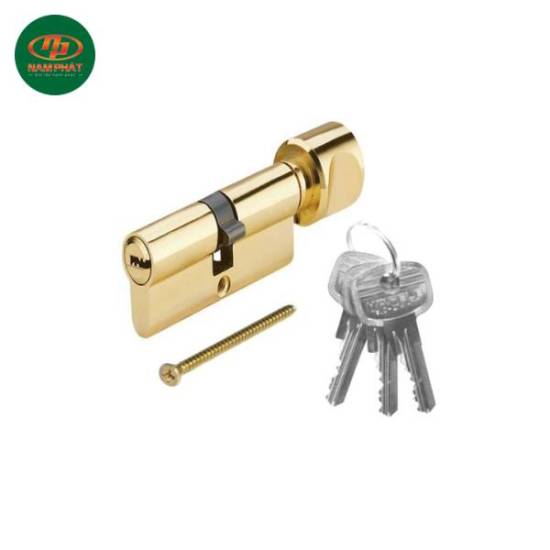 Ruột khóa hafele đầu chìa, đầu vặn dài 65mm đồng bóng 916.96.666