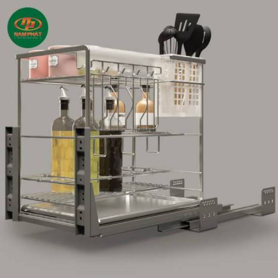 Rổ kéo để dao thớt, chai lọ Cucina 200mm Inox 304 549.20.011