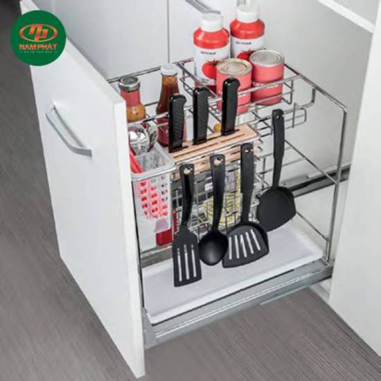 Rổ kéo để dao thớt, chai lọ Kosmo Hafele 300mm Inox 304 549.20.018