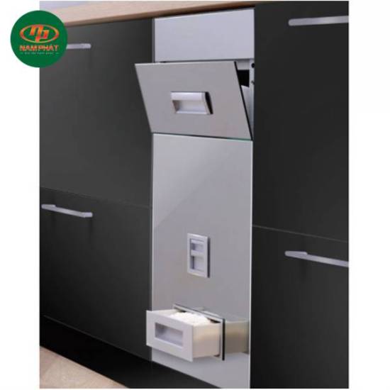 Thùng gạo âm tủ cucina Hafele mặt gương 549.32.743