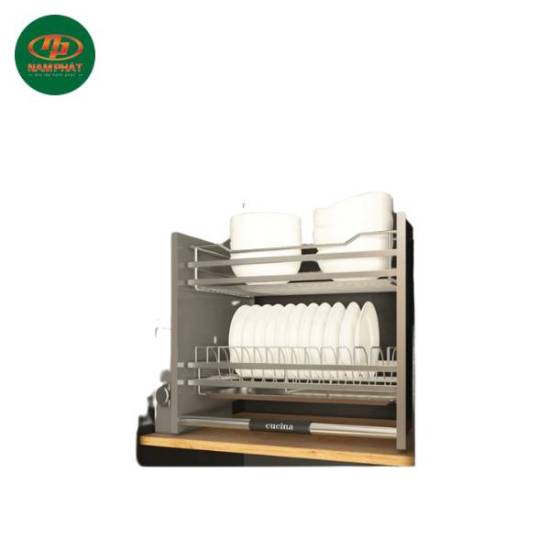 Giá bát đĩa nâng hạ Cucina 800mm Inox 304 lưới tròn